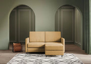 Divano karay 2 posti (due sedute da 60cm) + pouf misure esterne l.138 p.155 | ocra - Mobili 2G