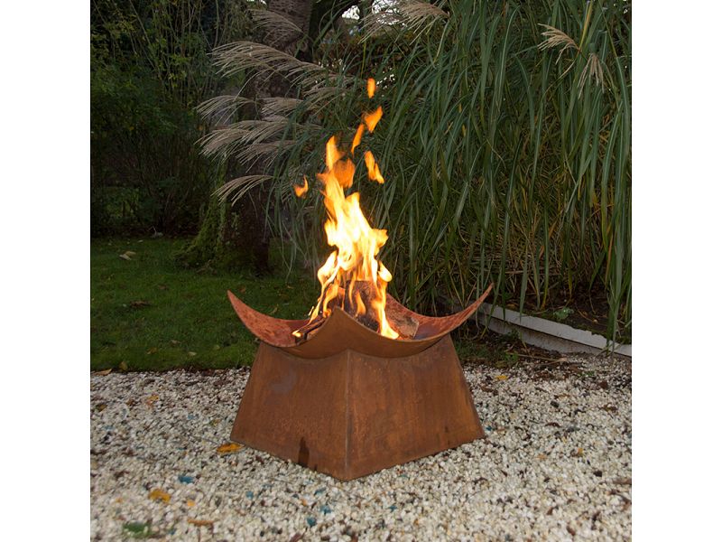 Braciere a legna da esterno Olimpia in acciaio Corten 49x49cm