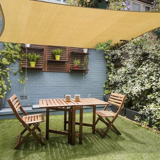 Ombrello rettangolare - protezione UV per giardino - 3x4 m - colore sabbia - HDPE