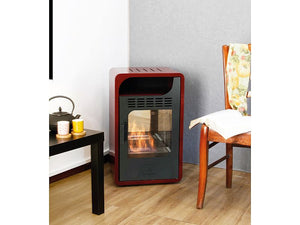 Stufa a bioetanolo Fiammetta Ventilata Junior 3000W riscaldamento 28mq bordeaux
