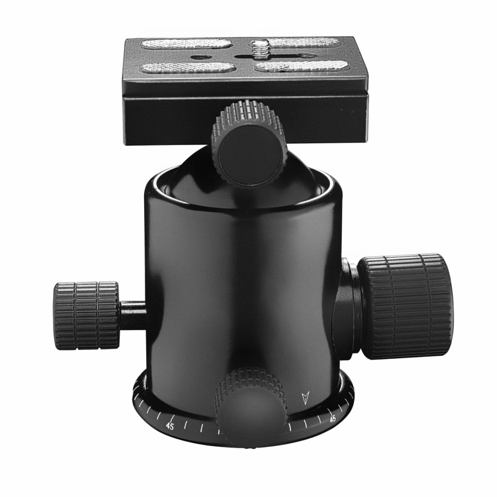 Mantona Basic TBH 3. VIII testa a sfera - testa a sfera panoramica a 360°, portata 25 kg, altezza 12 cm, peso 740 g, per treppiede fotografico, fotocamera DSLR e DSLM