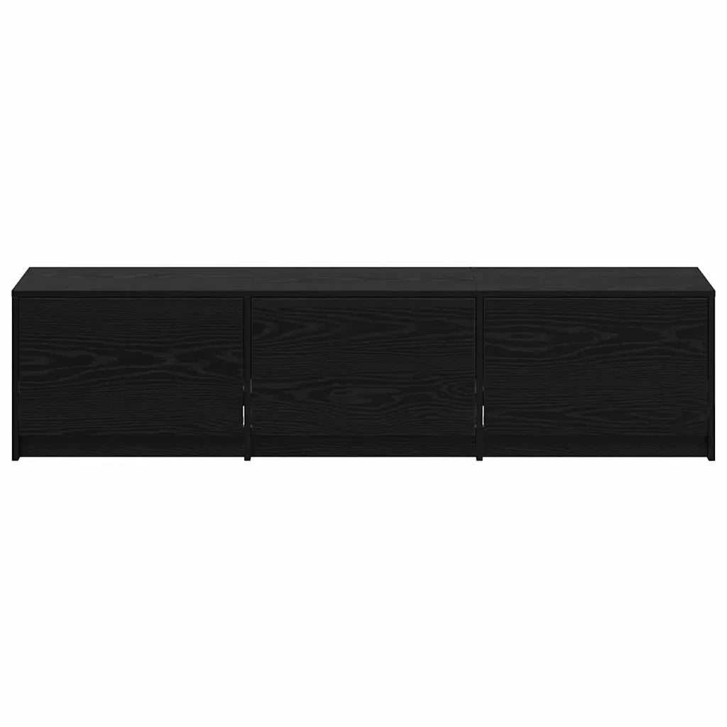 Mobile TV con LED con cassetto-Credenza TV Rovere Nero 162 x 34 x 40 cm