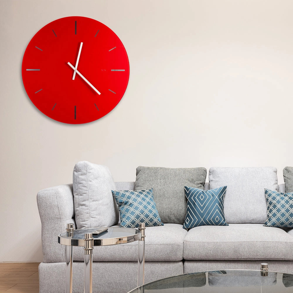 OROLOGIO DA PARETE GRANDE R2 IN CRISTALLO ACRILICO ROSSO