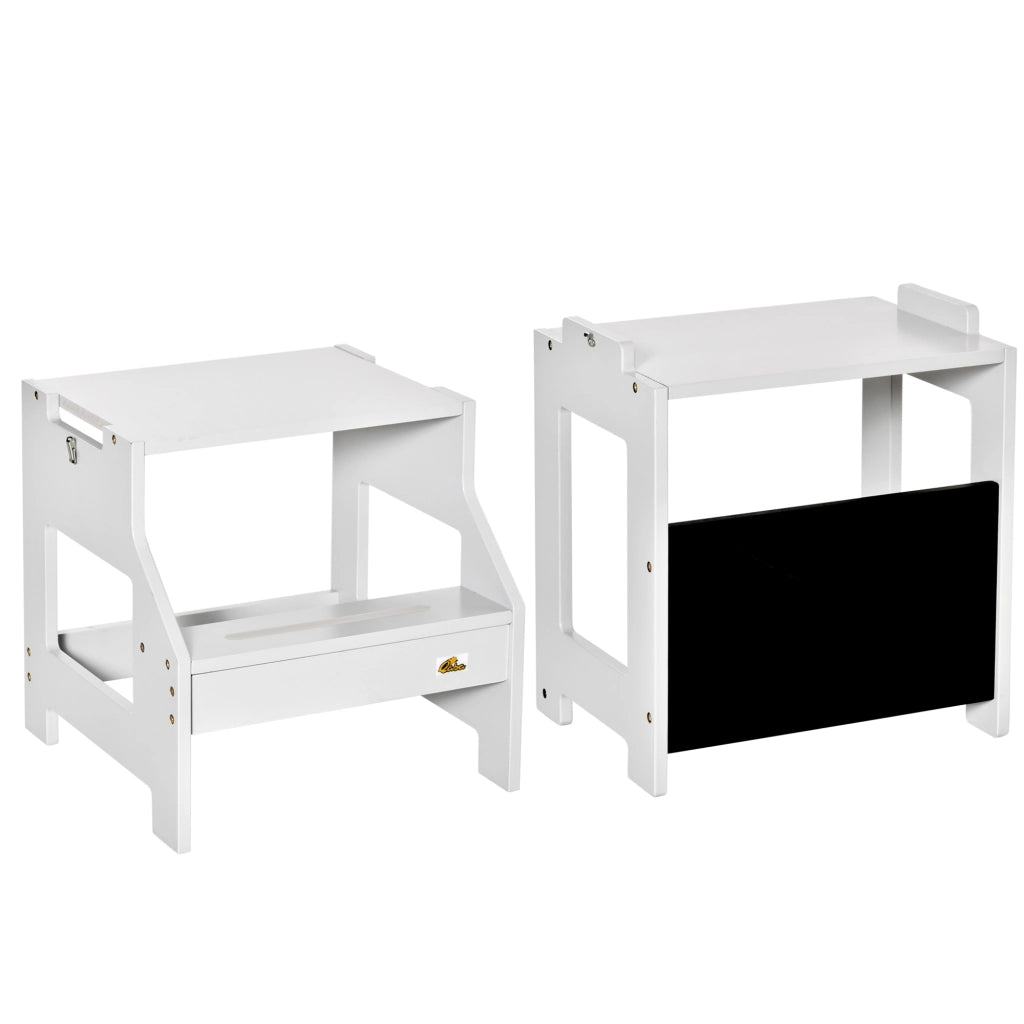 Scala di apprendimento 2 in 1 con scrivania e lavagna ¨C zephmum ¨C grigio 42x44x86 cm