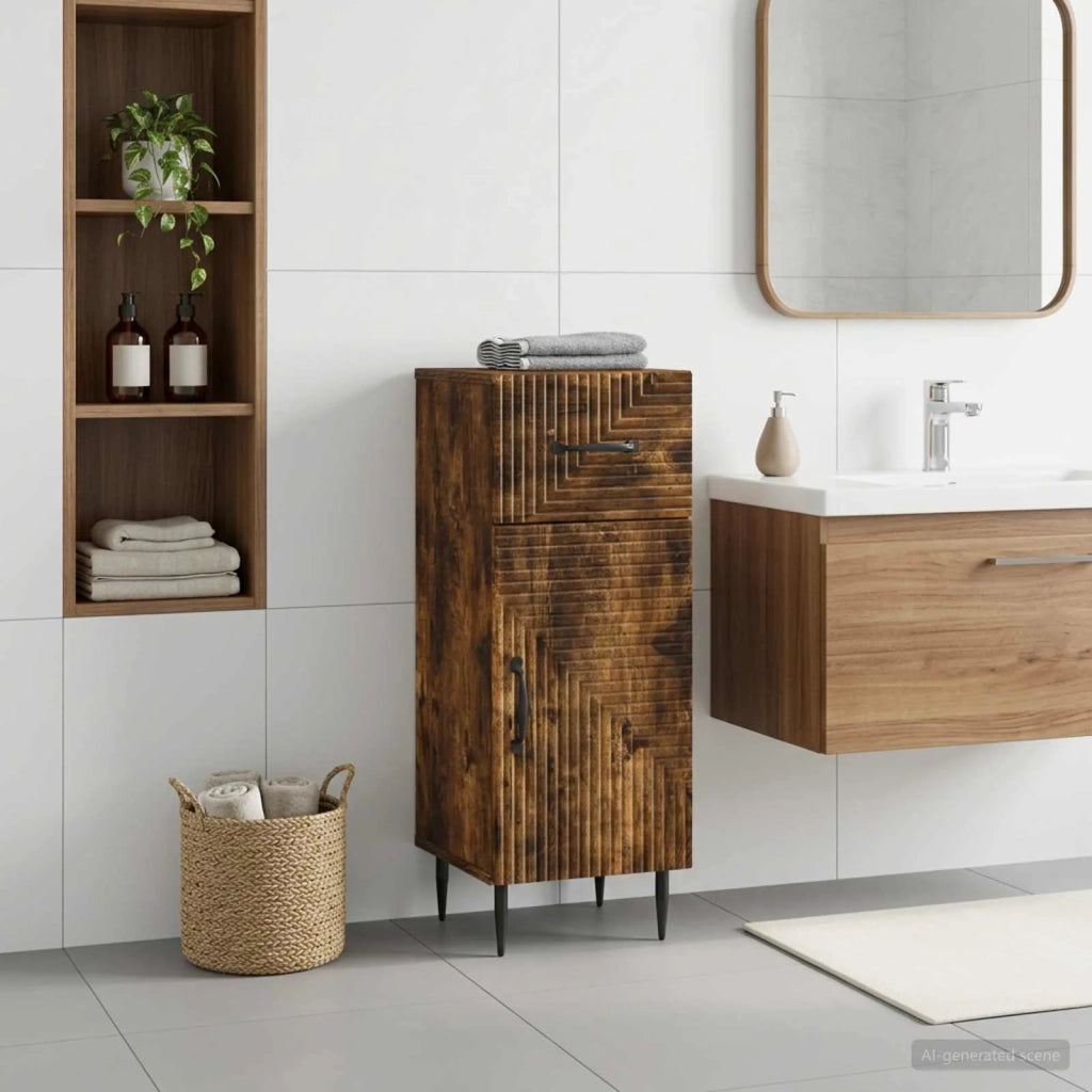 Mobiletto da Bagno HAARLEM Rovere Fumo 30 x 31 x 80 cm 896830