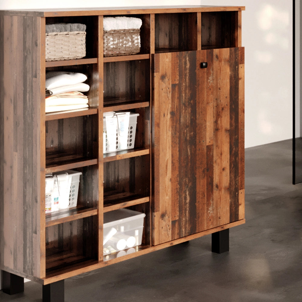 Armadietto da bagno con portabiancheria Fynn Rovere rustico 78.4 x 91.6 cm Vicco