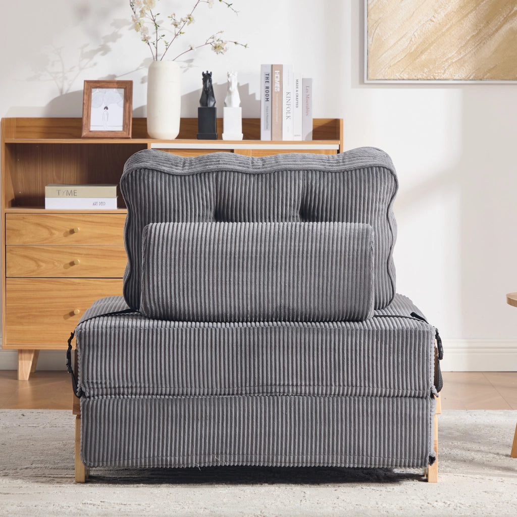 Divano letto 1 posto ¨C Minimal ¨C grigio cord legno 90cm