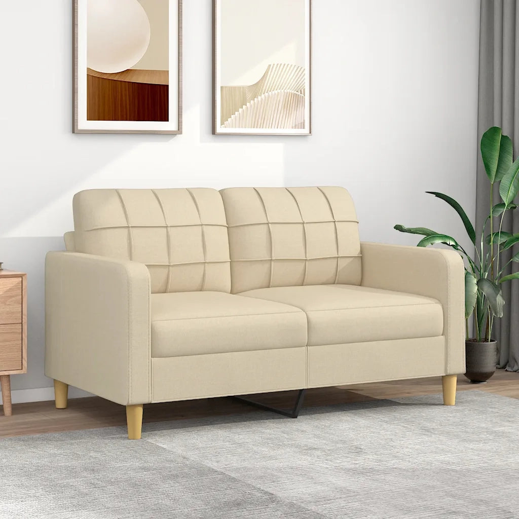 Divano | Divano da soggiorno | Sofa a 2 Posti Crema 140 cm in Tessuto