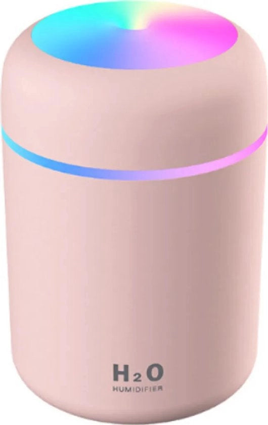 300 ml Bevettore di aria LED con diffusore di aroma USB, pulitore di aria automatico con luce LED colorata, rosa
