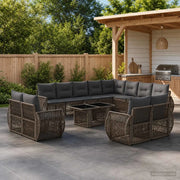 Set Divano da Giardino 13 pz Grigio e Grigio Scuro polyrattan 3437027