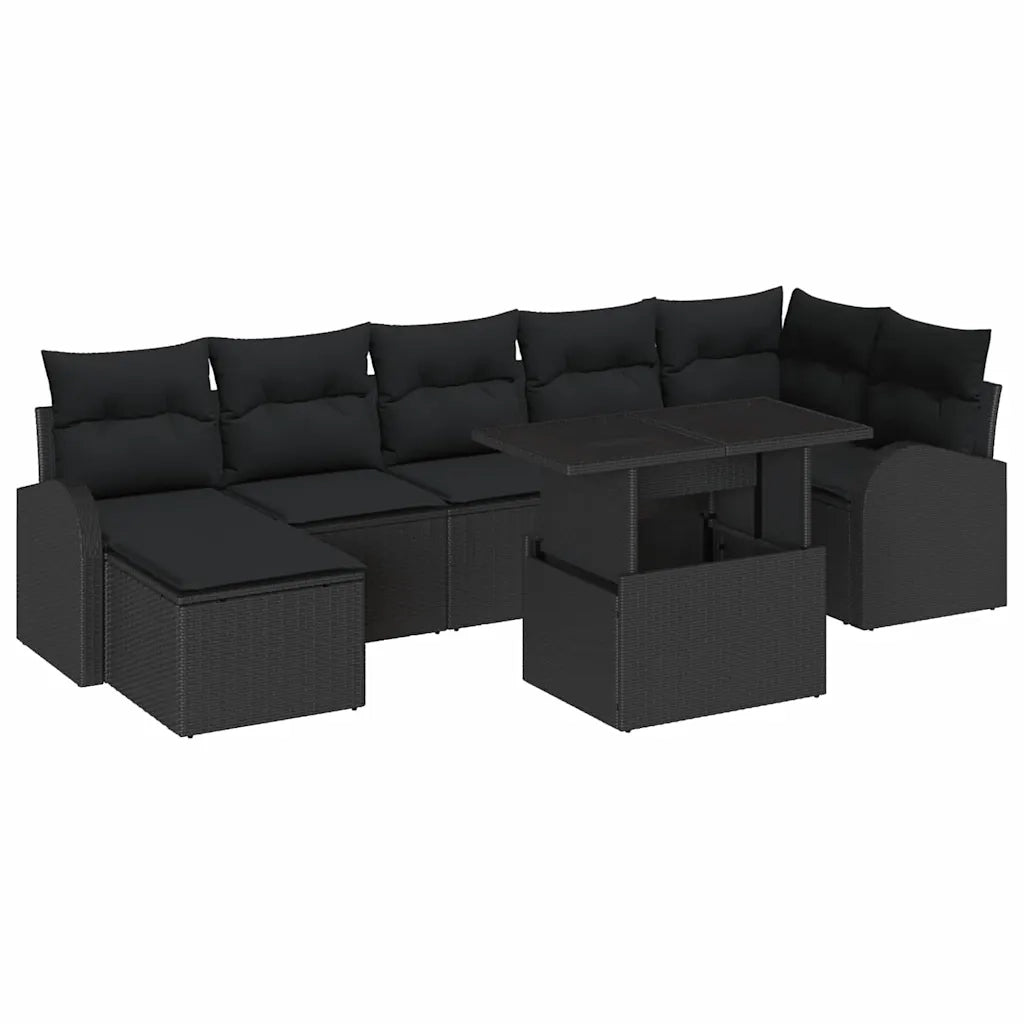 Set Divano da Giardino con cuscino 8 pcs Nero 3348689