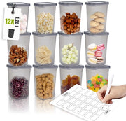 Set di 12 contenitori in plastica a chiusura ermetica con coperchi - Contenitori per alimenti e organizzatore 1,2 L/12x8x8 cm