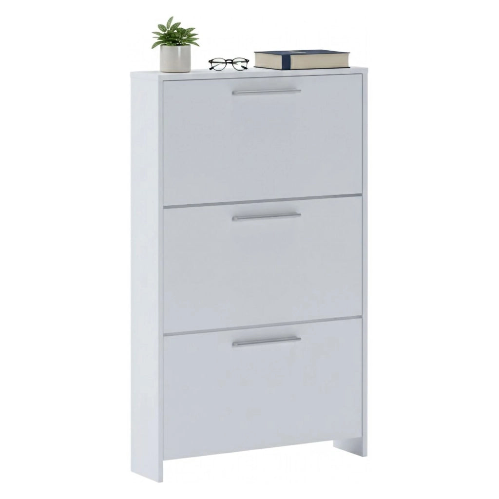 Mobile Portascarpe Ossi, Scarpiera 3 Vani, 69x17x115h cm Bianco