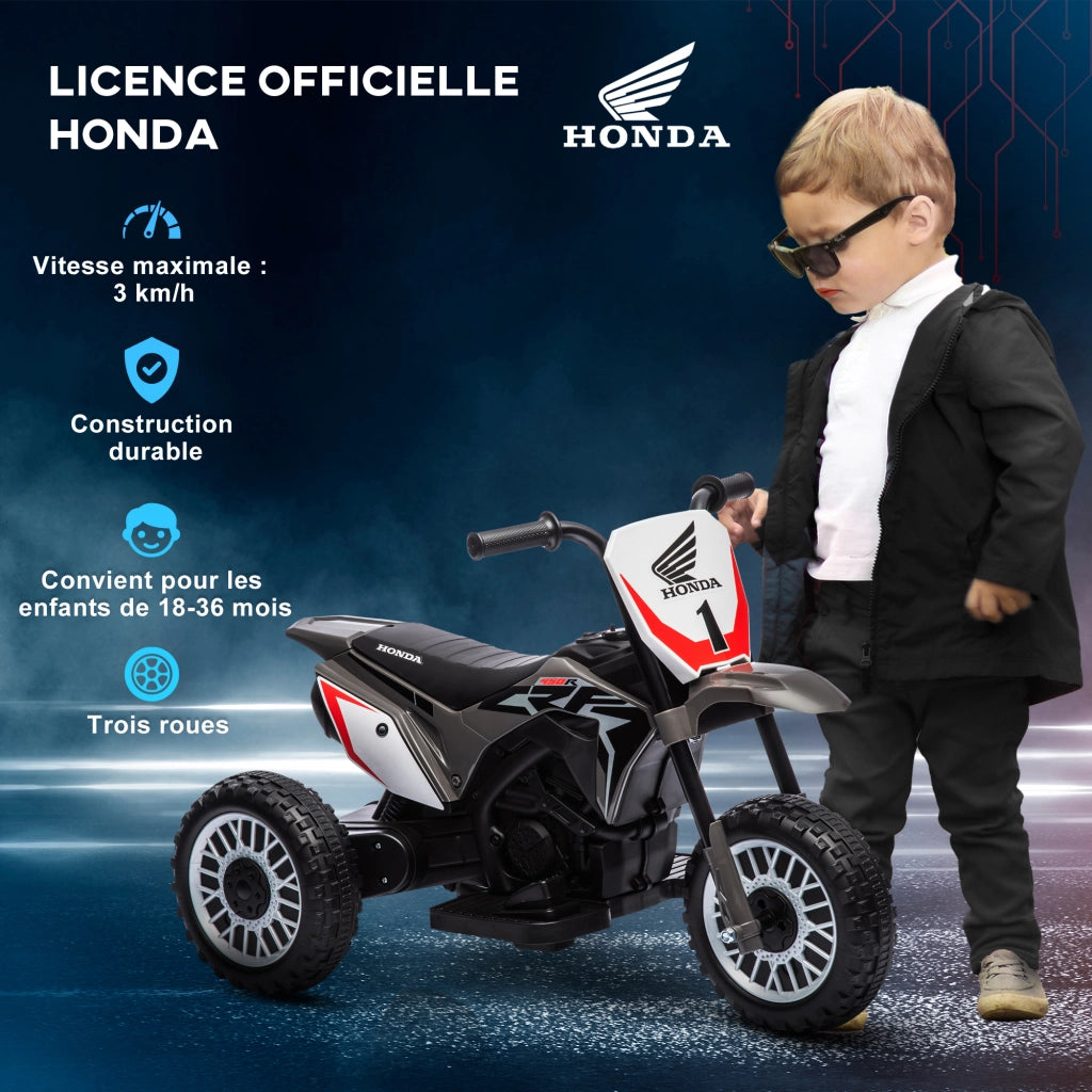 Triciclo Elettrico per Bambini Moto Cross ¨C zephmum ¨C Grigio 6V 18-36 Mesi