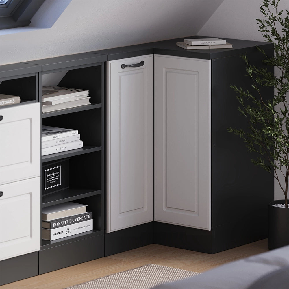 Mobile sottotetto Mobile angolare Rion Bianco rustico/Antracite 75.6 x 83.8 cm con 1 porta Vicco