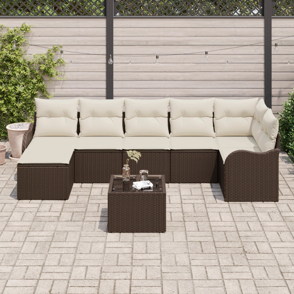 Set di SofÃ  da Giardino 7 Pezzi con Cuscini Rattan Poli Grigio