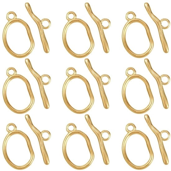 Connessioni a scatto 10 pezzi - Verdi 18K - Acciaio inossidabile - Connettori - Anelli ovali - Per creare gioielli