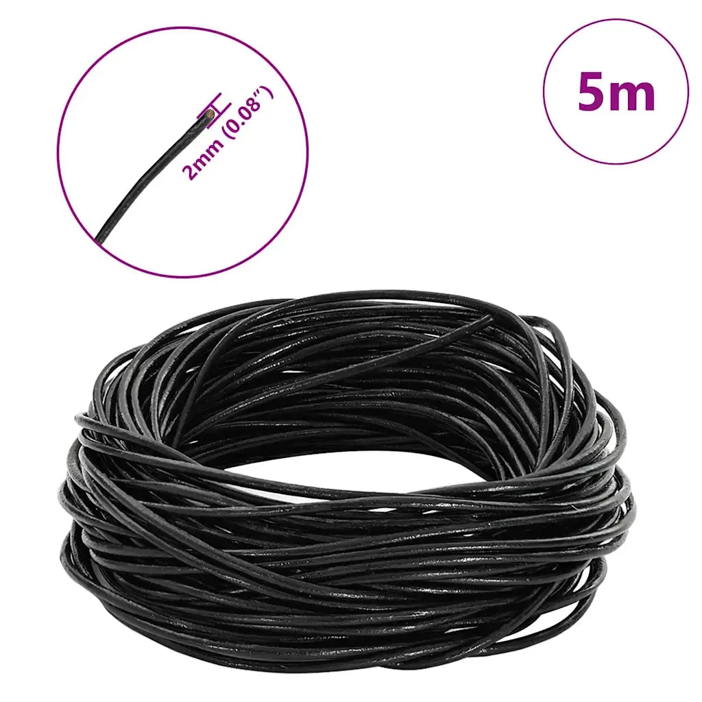 Cordino in Pelle Nero ?2 mm x 5 m Pelle CFW7230920
