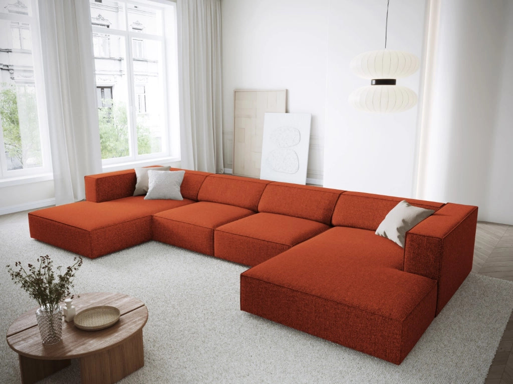 Cosmopolitan Design - Divano panoramico "Arendal" 6 posti in ciniglia terracotta 
