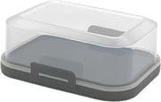 Contenitore di burro stivocabile con coperchio e chiusura a click - Antracite/Translucido - Scatola di burro in plastica - Senza BPA - Multifunzionale - Robusto