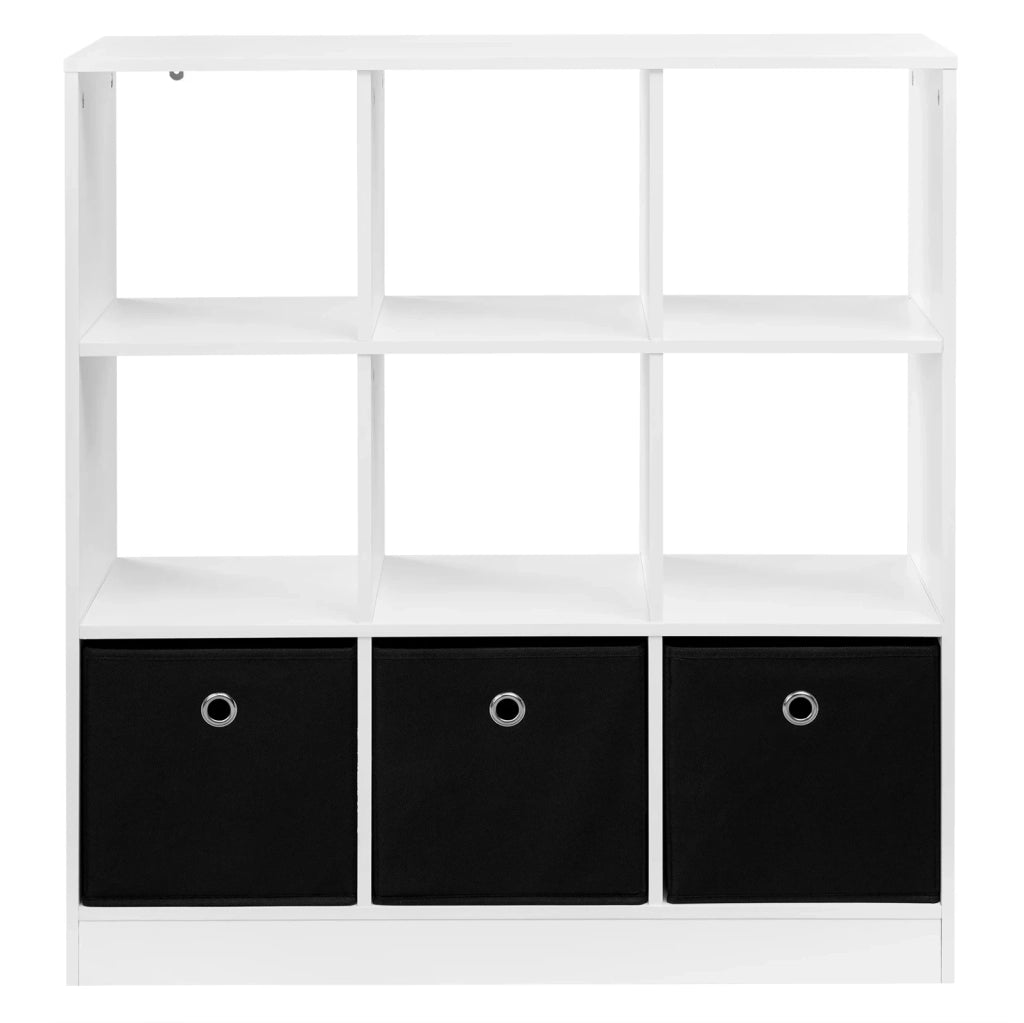 Libreria a cubi con 3 cassetti in tessuto, 80 x 86,5 x 30 cm