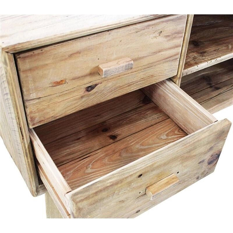 MOBILE ELSDON IN LEGNO DI PINO RICICLATO CON 2 CASSETTI 90 X 40 X H55 CM