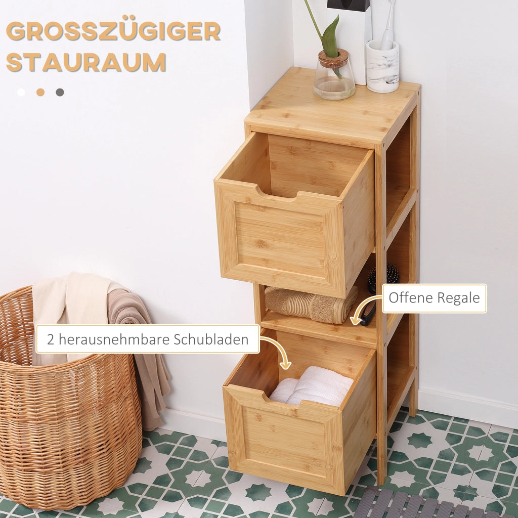 BADEZIMMERSCHRANK con 2 cassetti 30x30x90 cm bambù colore naturale
