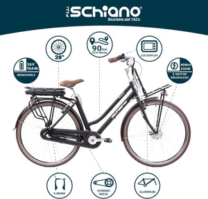 F.LLI SCHIANO E-VILLE 28" E-Bike, Bicicletta Elettrica da CittÃ  con Motore 250W e Batteria 36V 10.4Ah, display LED, n