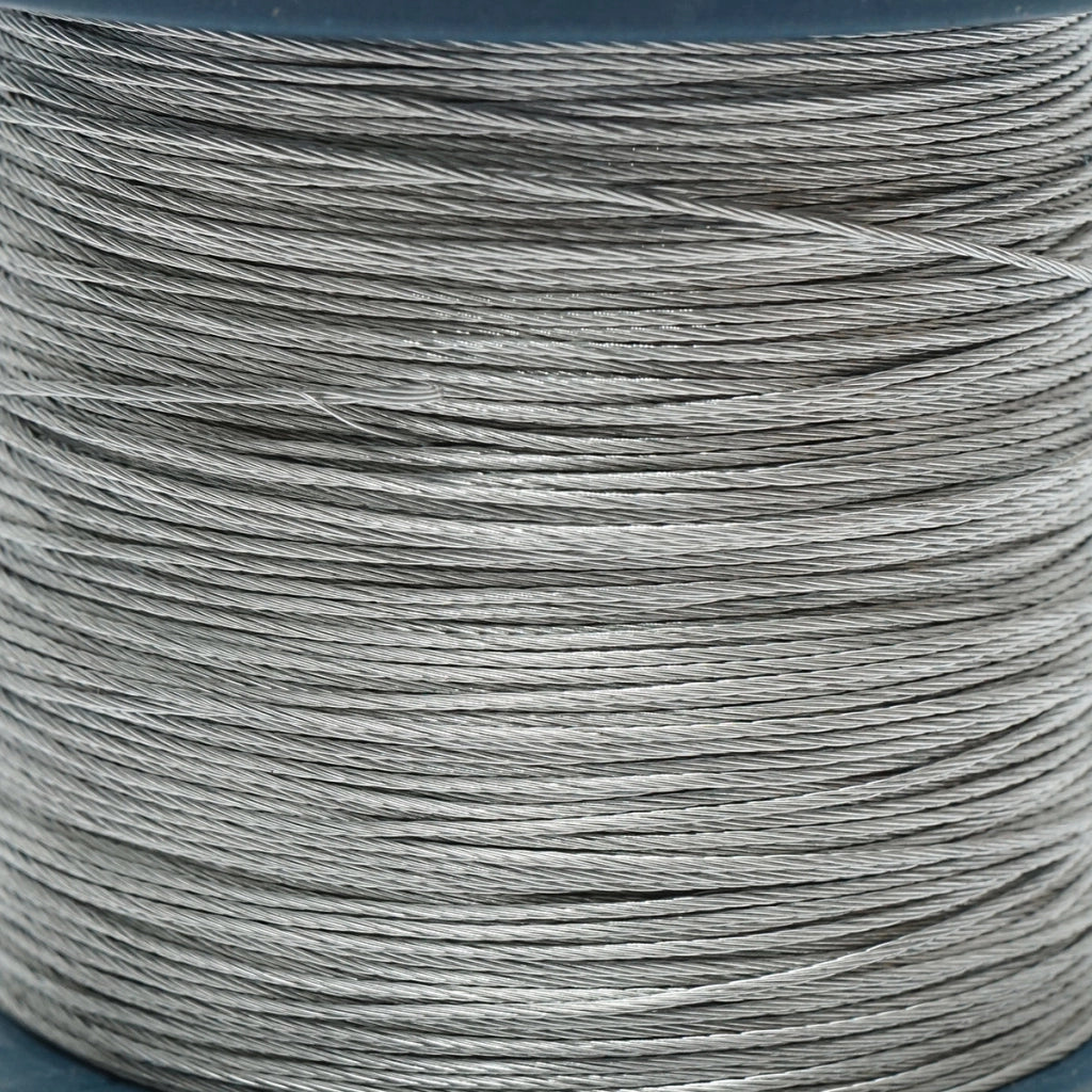 Cavo in acciaio zincato 1mm, 1x7 trefoli, carico massimo 95Kg, peso 1Kg, 200m/rotolo