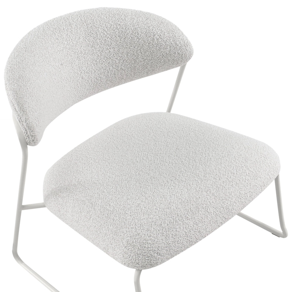 Set di 2 poltrone in tessuto bianco sporco con gambe in metallo senza braccioli Soggiorno moderno