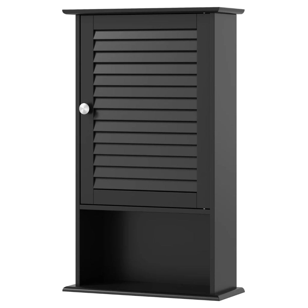Mobiletto da bagno pensile 42 x 16,5 x 70 cm con ripiani regolabili design classico in MDF nero 20_0010303
