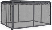 Set di 4 zanzariere per pergola bioclimatica 3x4 Grigio con Cerniera + Ganci