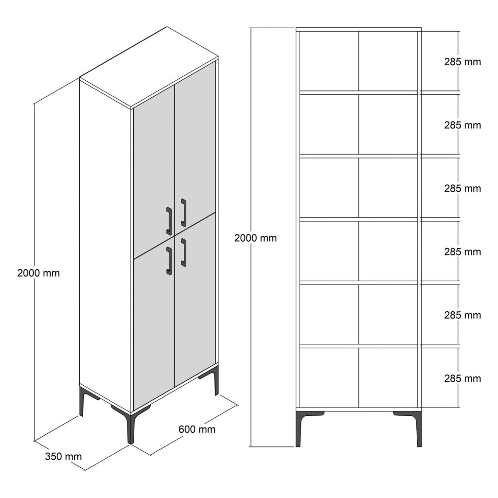 Laino, Armadio Multiuso Grande 6 Ripiani, 60x200h cm Bianco