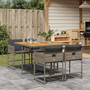 Set da Pranzo da Giardino 5 pz con Cuscini in Polyrattan Grigio