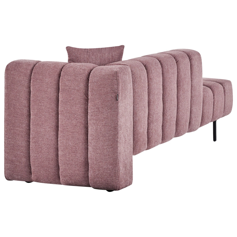 Chaise Lounge con Rivestimento in tessuto rosa Gambe nere Cuscino aggiuntivo lato destro Design moderno e glam