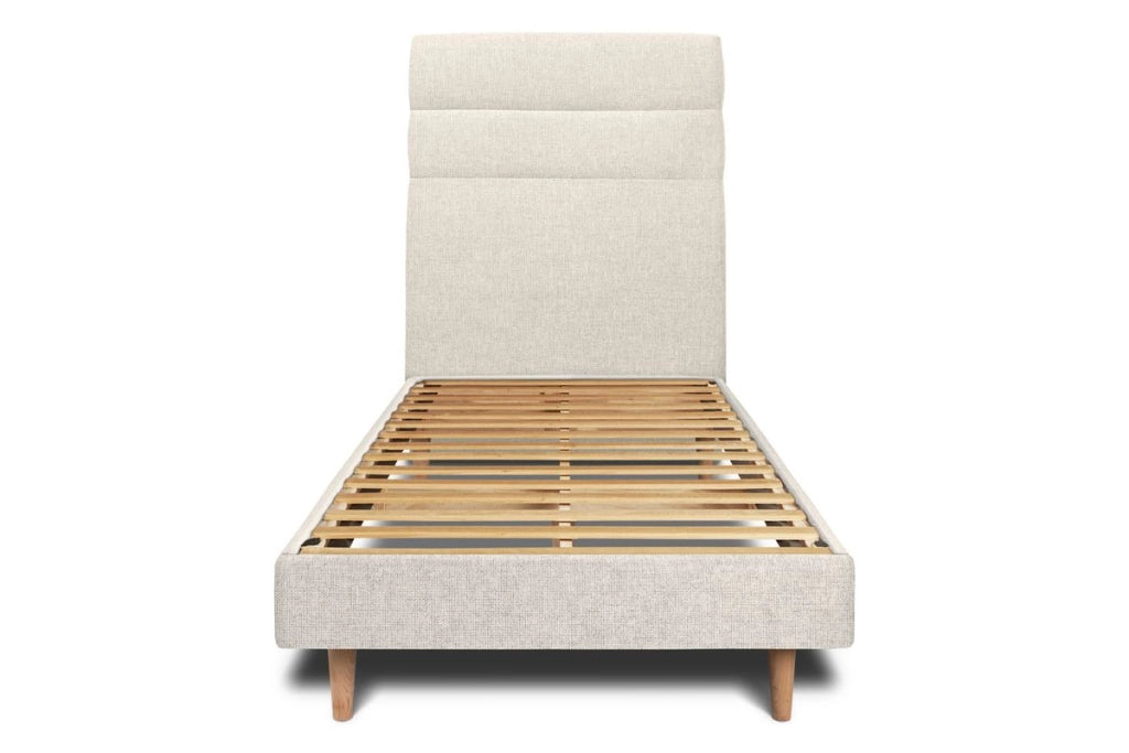 Letto 90x190 cm con testiera in linea - Tessuto Tela opaca