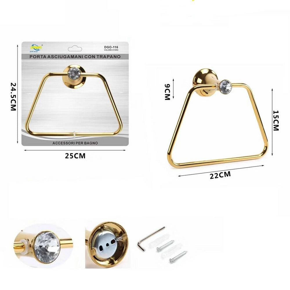 Trade Shop - Porta Asciugamani Per Bagno A Muro Parete Salviette Dorato Supporto Arredo Bagno -