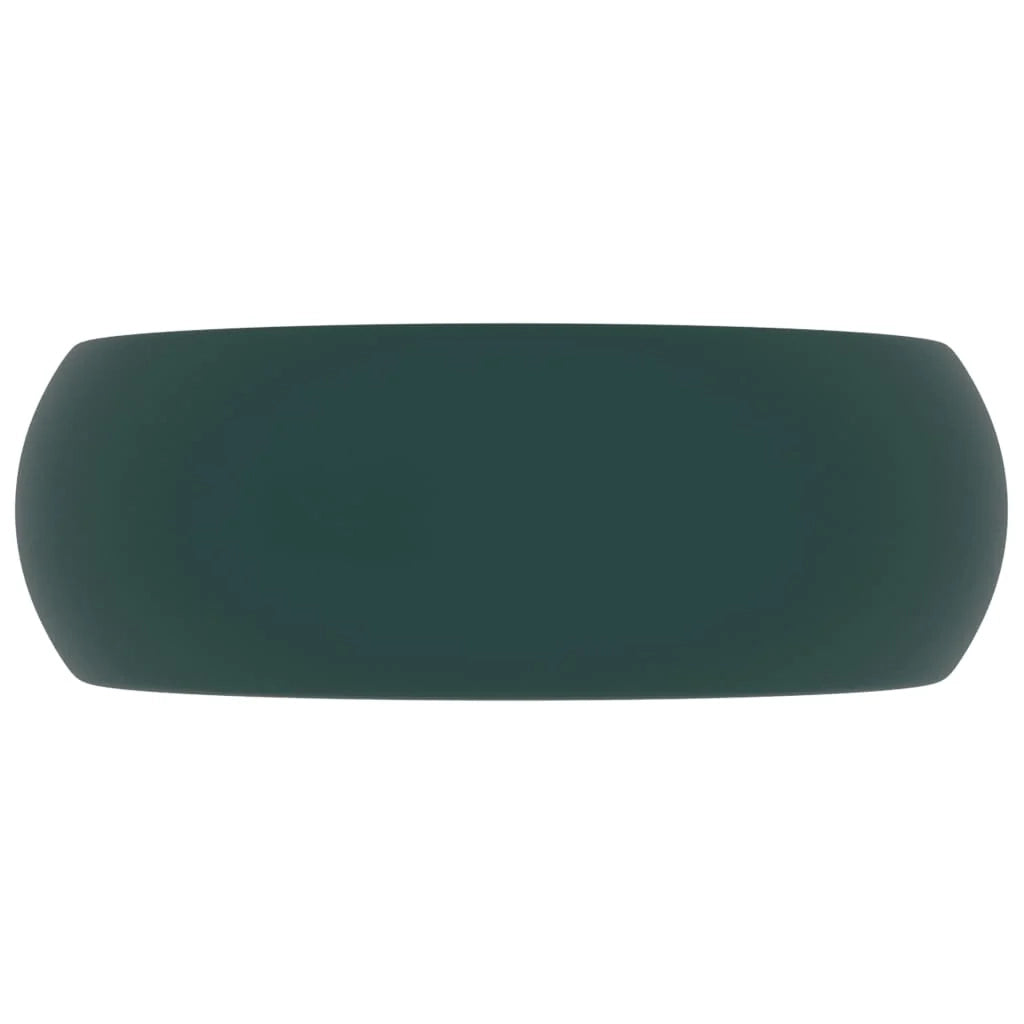 Lavabo da appoggio rotondo di lusso lavabo da bagno lavello da cucina guardaroba arredamento per la casa 40 x 15 cm ceramica verde scuro opaco 02_0002745