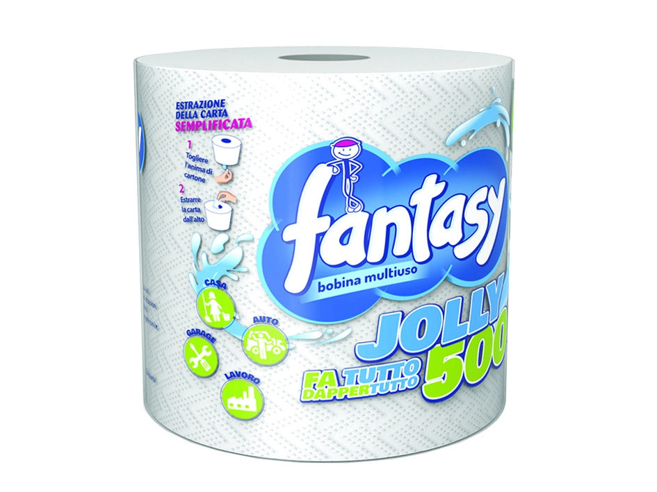 BOBINA CARTA ASCIUGATUTTO JOLLY 500 2 VELI - 6 pezzi FANTASY