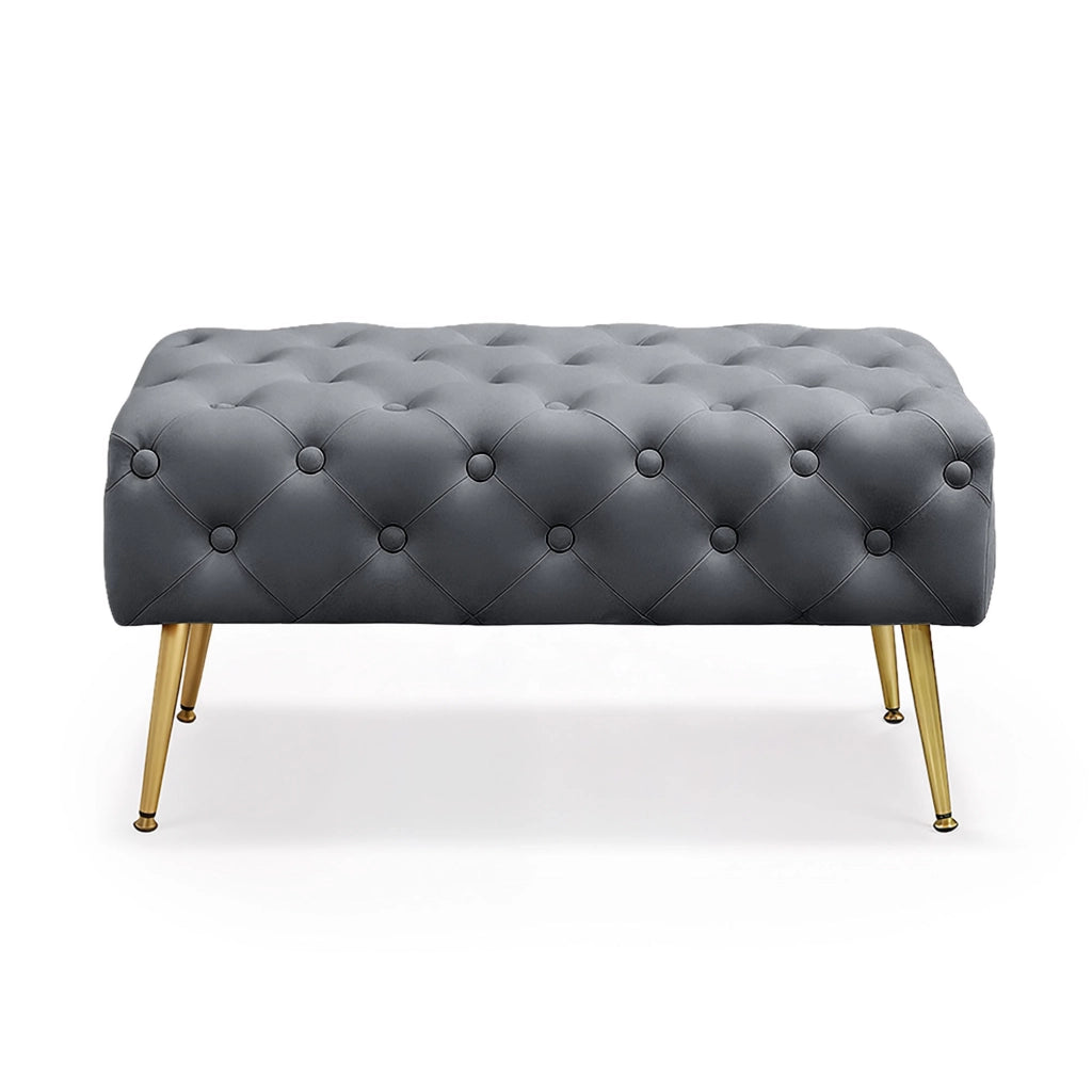 Panca imbottita in velluto trapuntato 80 cm MADRID Grigio Scuro