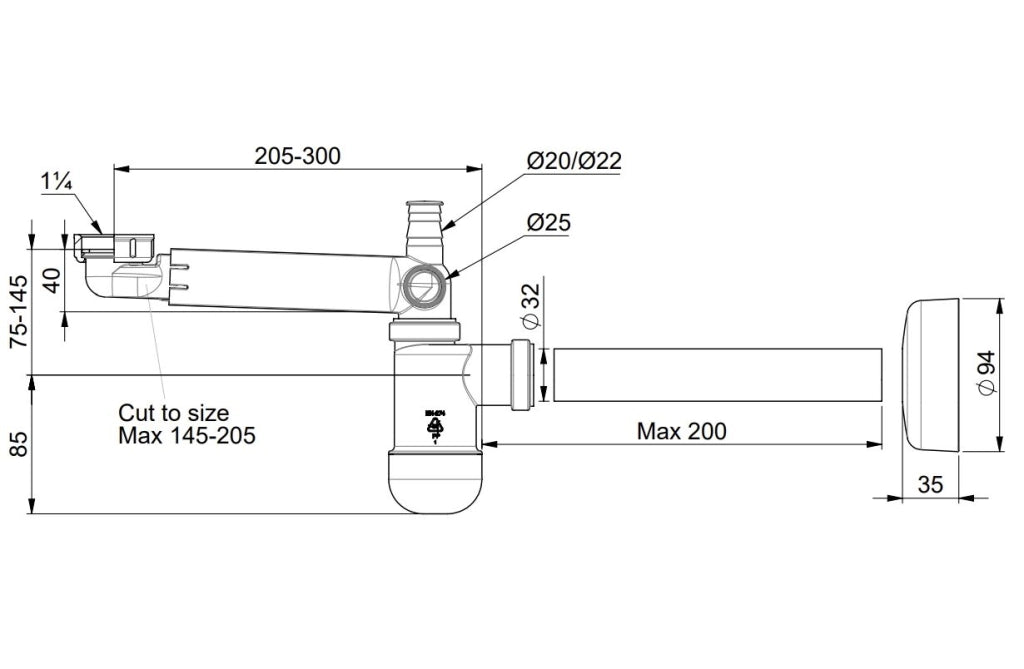 Syfon teleskopowy Syfony Preloc 1401 x 1401 x 1401 cm