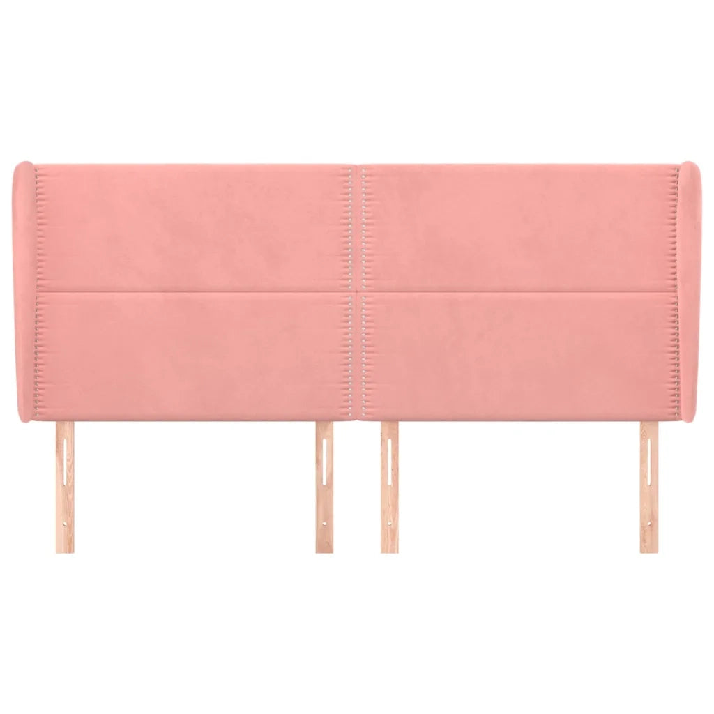 Testiera ad Orecchio Rosa 203x23x118/128 cm in Velluto