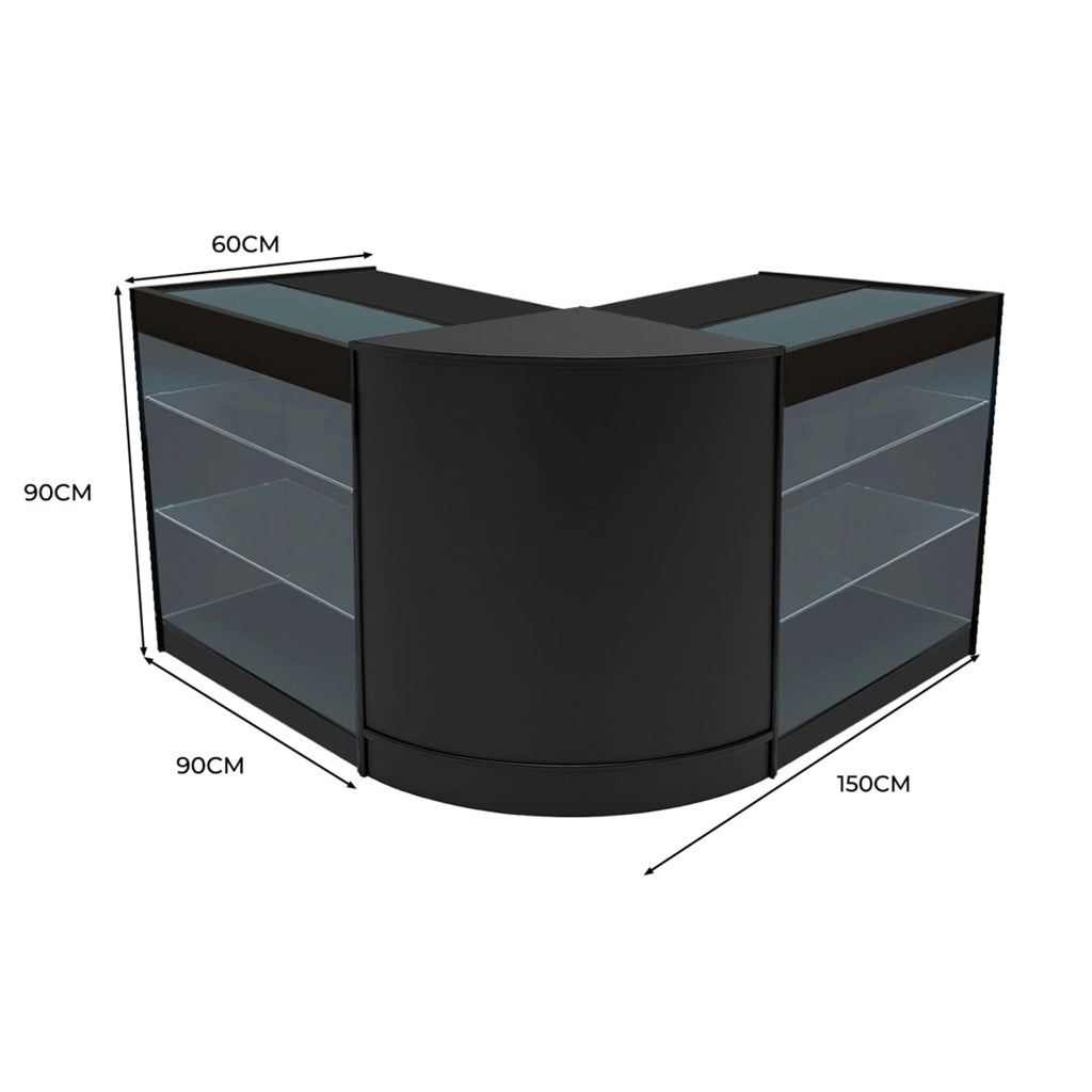 Set Banconi Nero Helios LED K900 CM60 con Serratura e Vetrina Espositiva