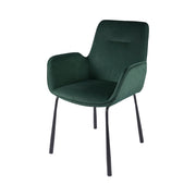 Sedia Eliot 100 con braccioli in velluto verde