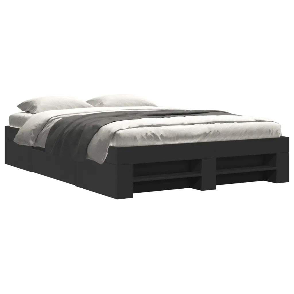 Letto matrimoniale | Letto per adulti | Giroletto Nero 120x190 cm in Legno Multistrato