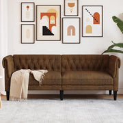 Divano Chesterfield a 3 Posti-Sofa 3 Posti-Divanetto Marrone in Tessuto