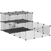 Gabbia per Conigli Modulabile 175x105x70 cm in Metallo Nero