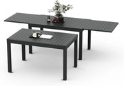 Tavolo da pranzo allungabile 130 X 80 X 75 Cm, tavolo da balcone in alluminio, resistente alle intemperie, allungabile fino a 260 cm, gambe regolabili, Grigio scuro