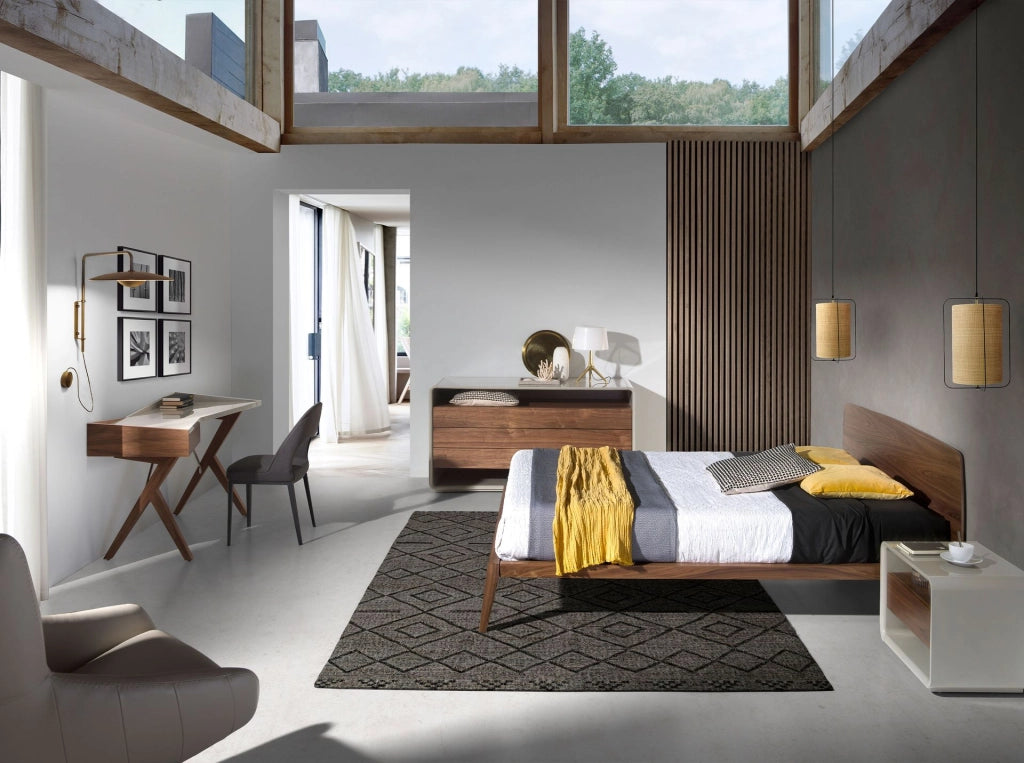 Scrivania in noce con piano in legno grigio