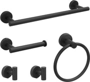 Set di accessori per la camera da bagno, 5 pezzi, set di supporti per asciugamani in legno di noce, 40 cm, supporto per asciugamani, anello per asciugamani, 2 ganci per asciugamani, supporto per carta igienica